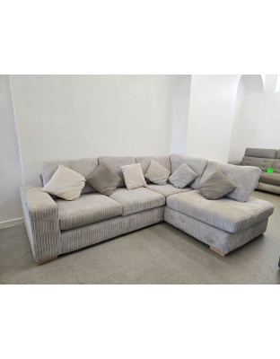 DFS Heydon Grey Corded Corner with Footstool x2