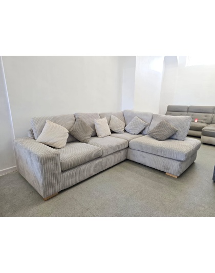 DFS Heydon Grey Corded Corner with Footstool x2