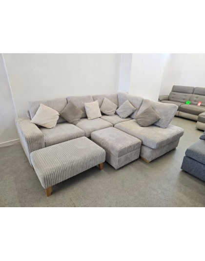 DFS Heydon Grey Corded Corner with Footstool x2