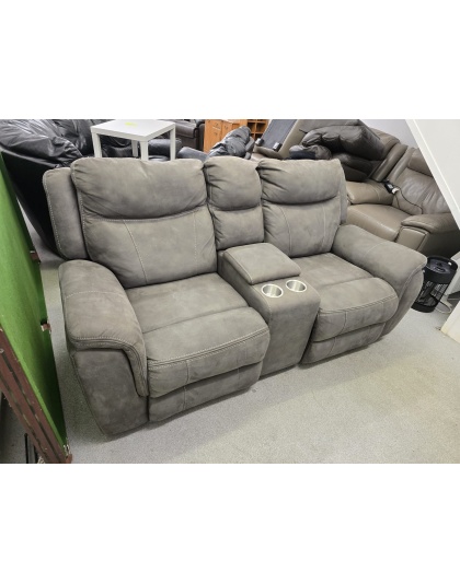 Grey Suede Two Seater Manual Recliner