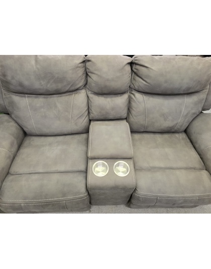 Grey Suede Two Seater Manual Recliner