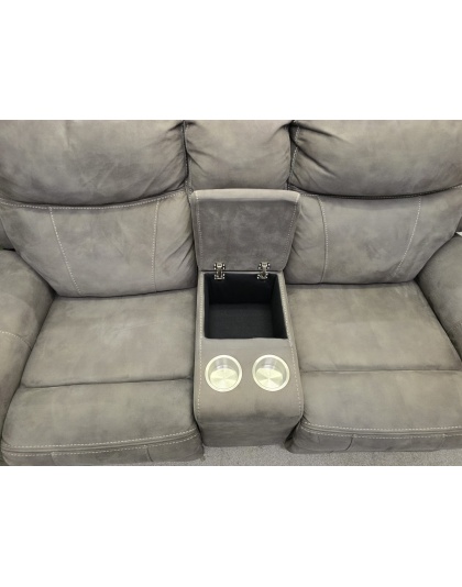 Grey Suede Two Seater Manual Recliner