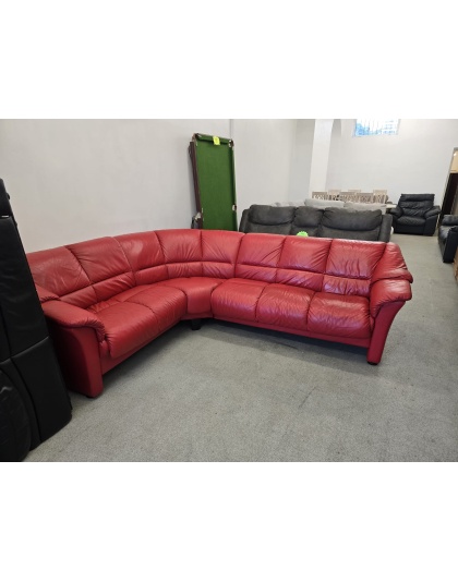 Red Leather Corner Sofa