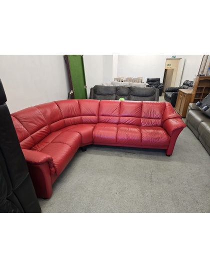 Red Leather Corner Sofa