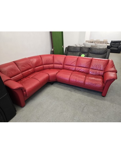 Red Leather Corner Sofa