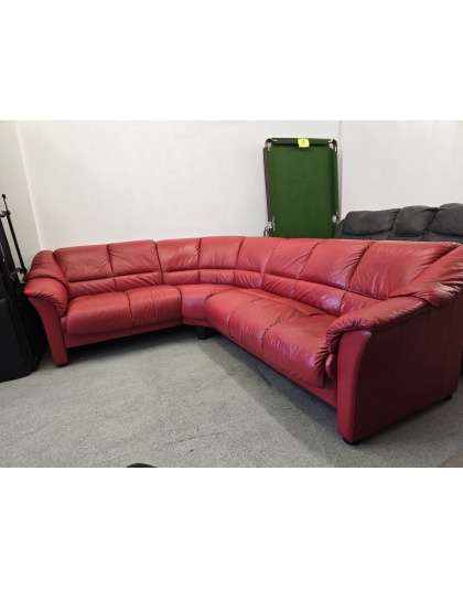 Red Leather Corner Sofa