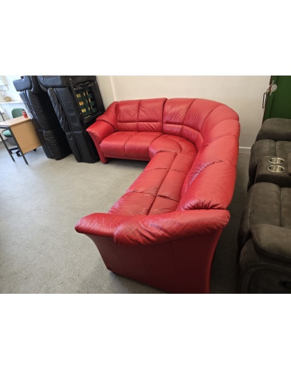 Red Leather Corner Sofa