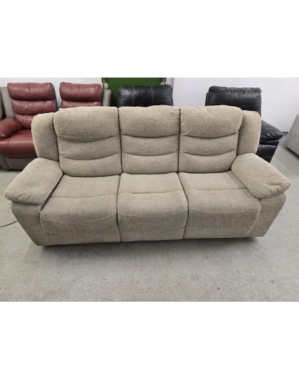 Three Seater Electric Recliner Cream Fabric