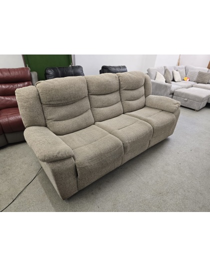 Three Seater Electric Recliner Cream Fabric