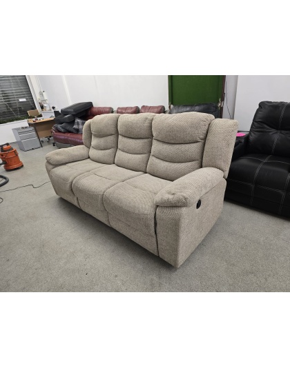 Three Seater Electric Recliner Cream Fabric