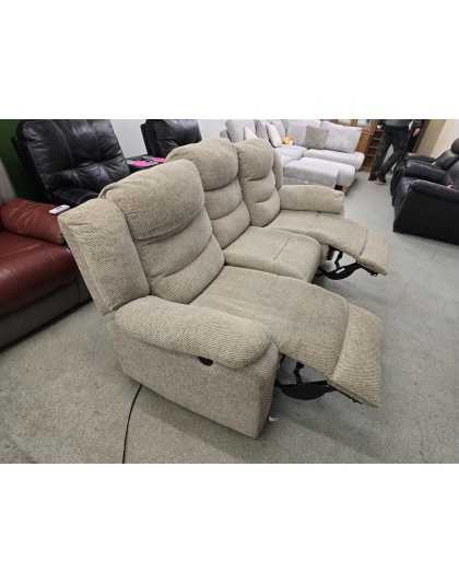 Three Seater Electric Recliner Cream Fabric