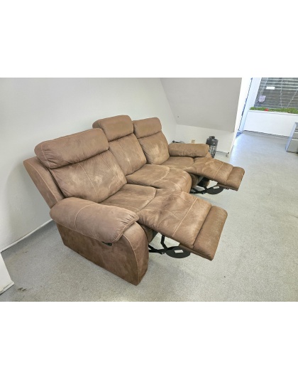 SCS Three Seater Manual Recliners Brown Suede