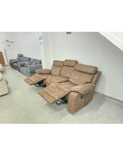 SCS Three Seater Manual Recliners Brown Suede