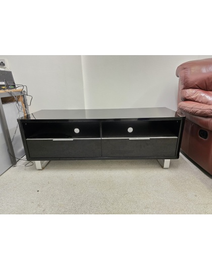 Large wooden TV stand with drawers