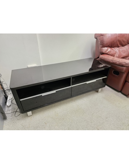 Large wooden TV stand with drawers