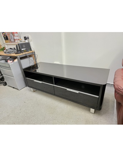 Large wooden TV stand with drawers