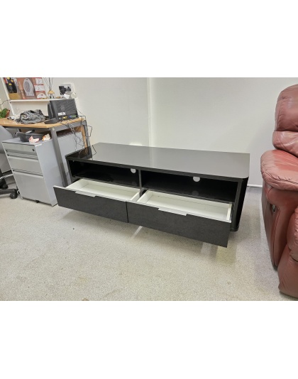 Large wooden TV stand with drawers