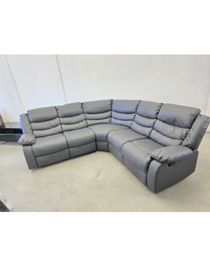 SCS Grey Leather Corner Manual Recliners