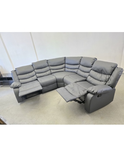 SCS Grey Leather Corner Manual Recliners