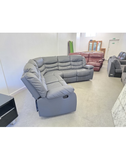 SCS Grey Leather Corner Manual Recliners