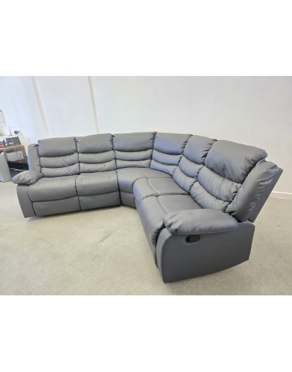 SCS Grey Leather Corner Manual Recliners