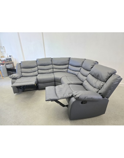 SCS Grey Leather Corner Manual Recliners