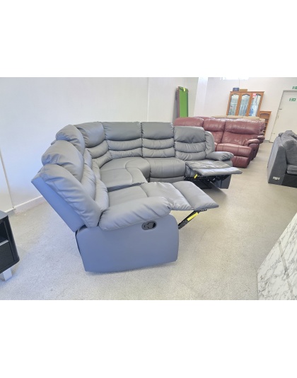 SCS Grey Leather Corner Manual Recliners